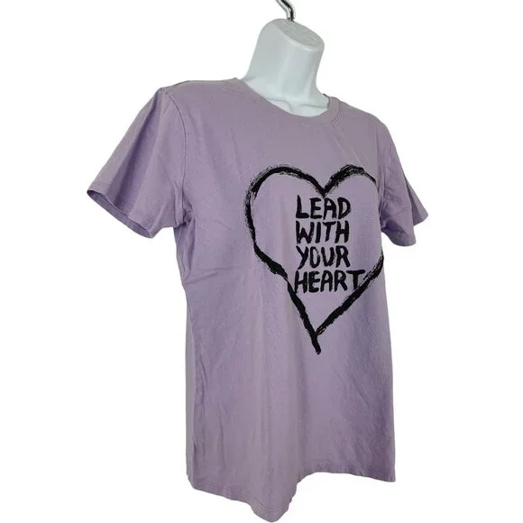 Simply Vera Vera Wang Purple "Lead With Your Heart" T-Shirt Size Small - Picture 2 of 9